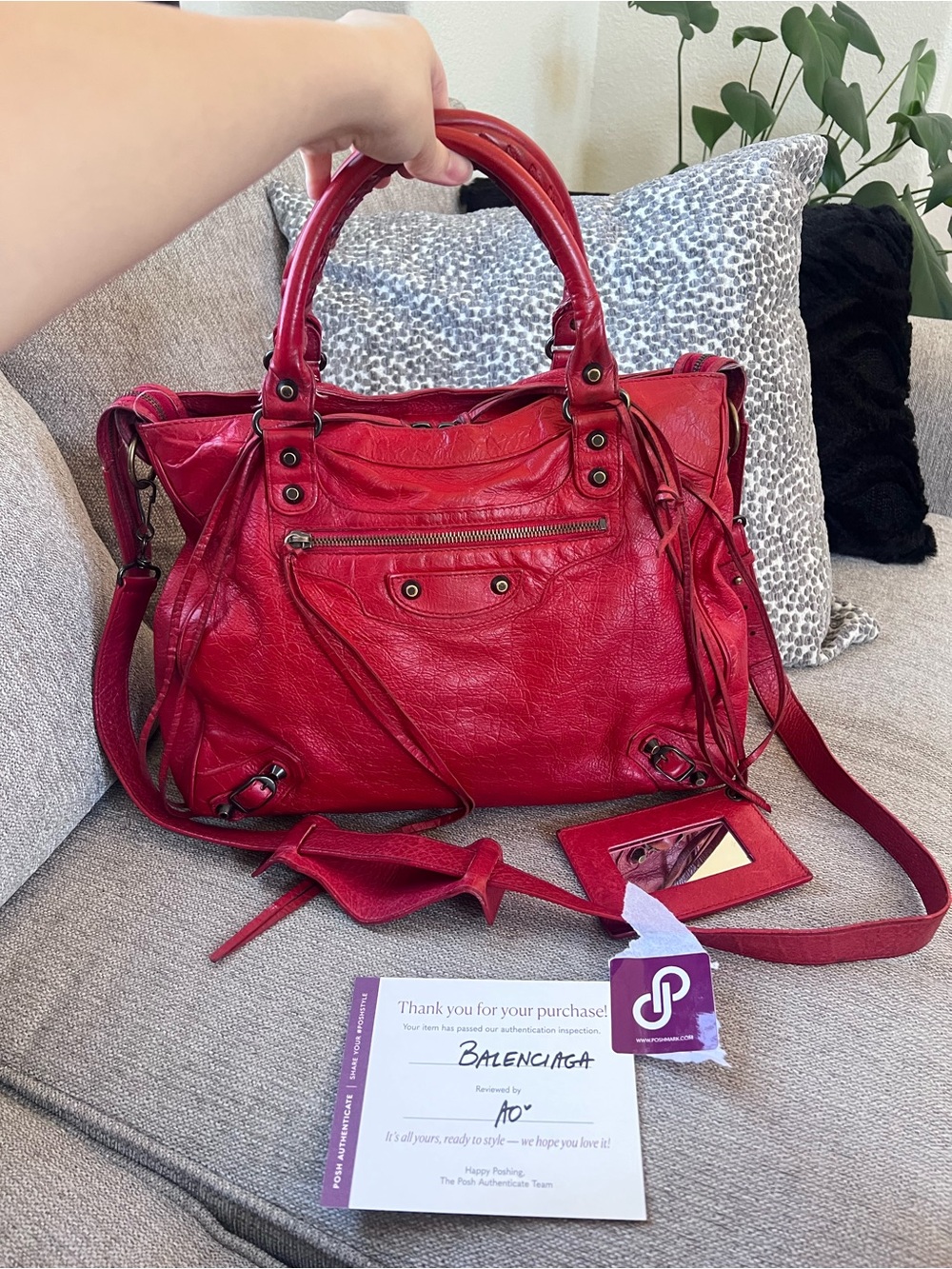 Balenciaga Vintage Le City Velo Red Leather Satchel Bag - Picture 13 of 13